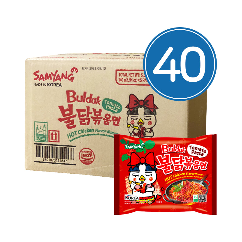 Samyang Buldak Ramen, Tomato Pasta Hot Chicken Flavor 1 BOX (40 Packs)
