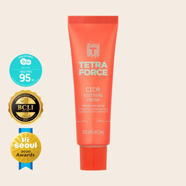 Tube of TETRAFORCE CICA Cream for soothing and hydrating acne-prone skin.