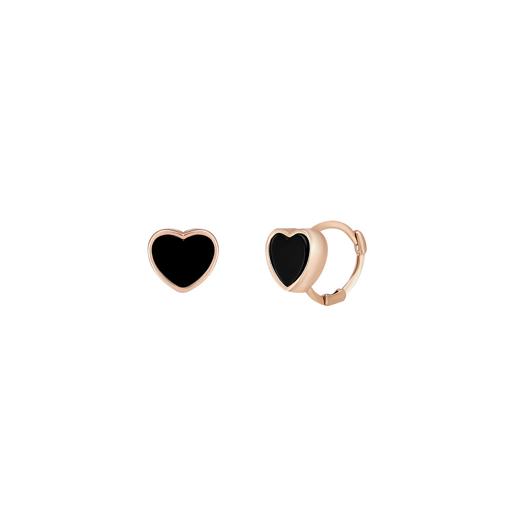 Mini Black Heart Huggie Hoop Earrings - DynaMart