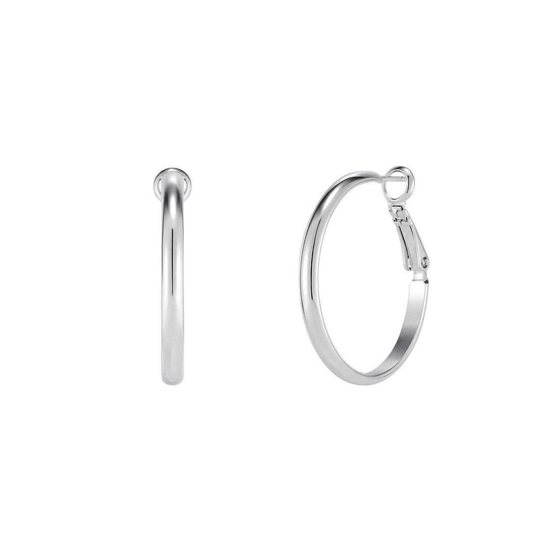 Basic Hoop ring Earrings White -PAUL BRIAL- DynaMart