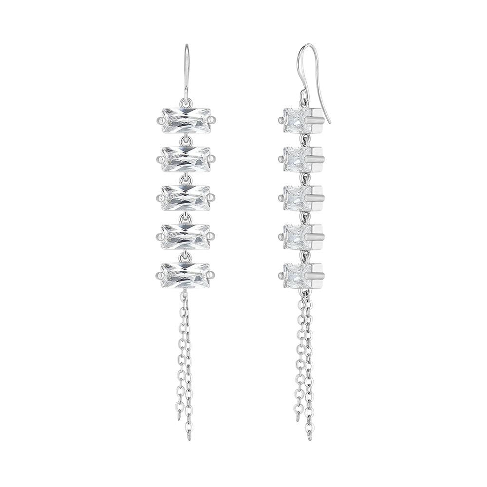 Crystal Chain Earrings -PAUL BRIAL- DynaMart
