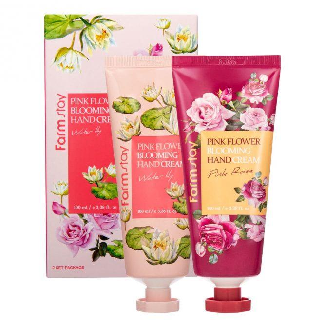 Pink Flower Blooming Hand Cream 2set Water lily / Pink rose 200ml -Farm Stay- DynaMart