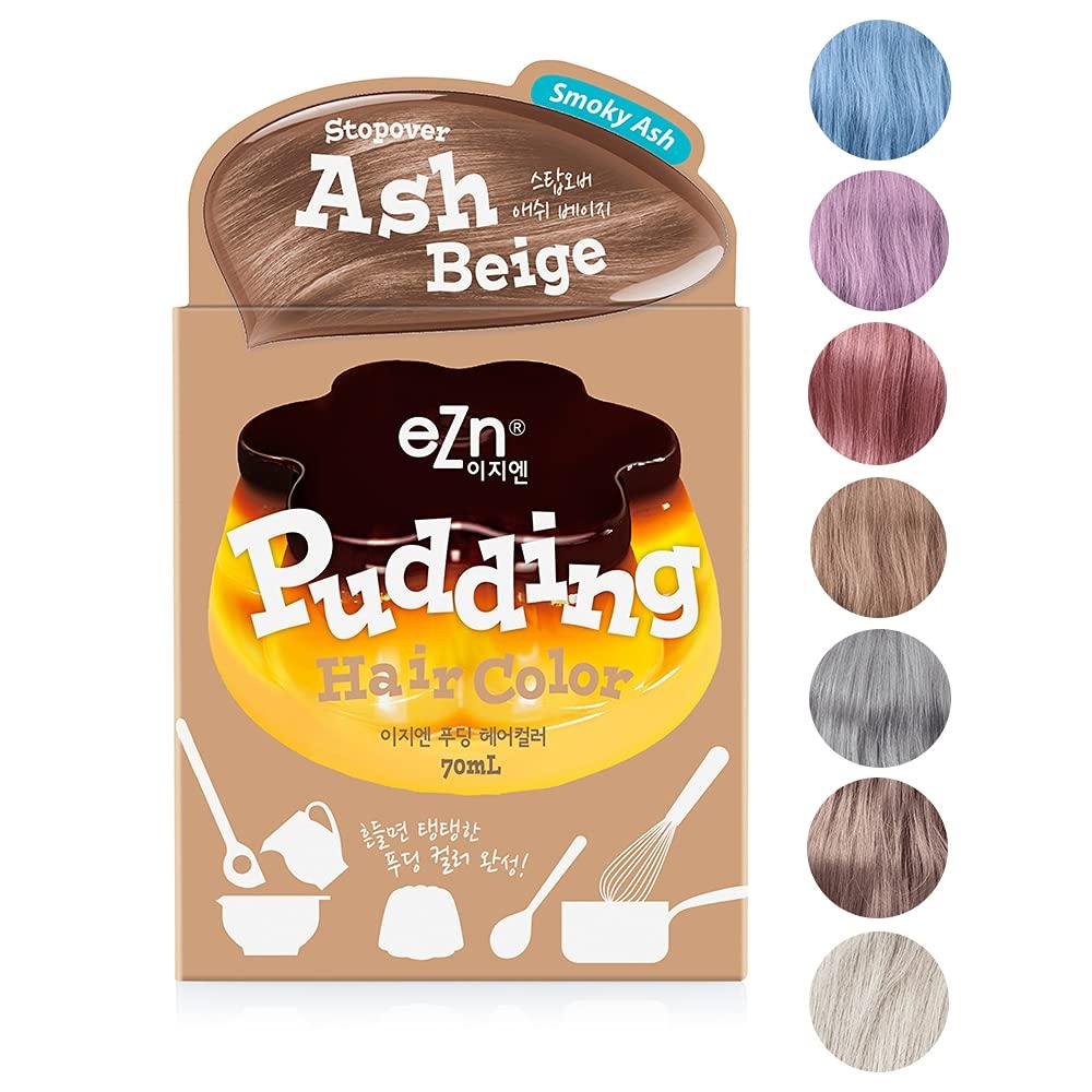 Shaking Pudding Hair Color #Ash Beige (Colorant 70ml + Developer 70ml) -EZN- DynaMart