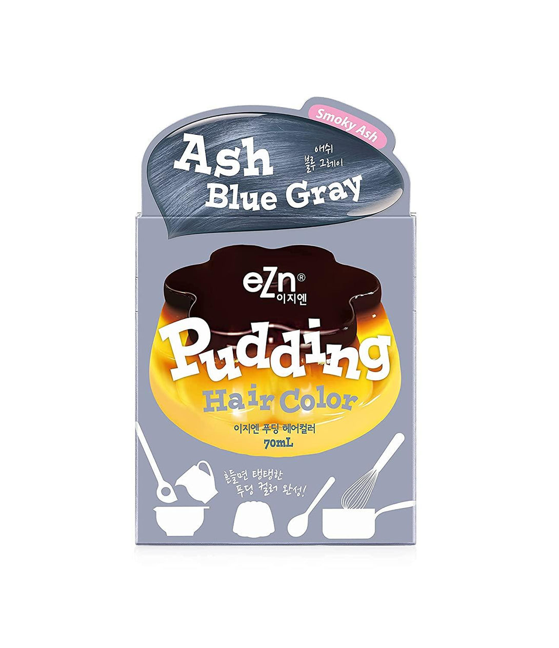Shaking Pudding Hair Color #Ash Blue Gray (Colorant 70ml + Developer 70ml) -EZN- DynaMart