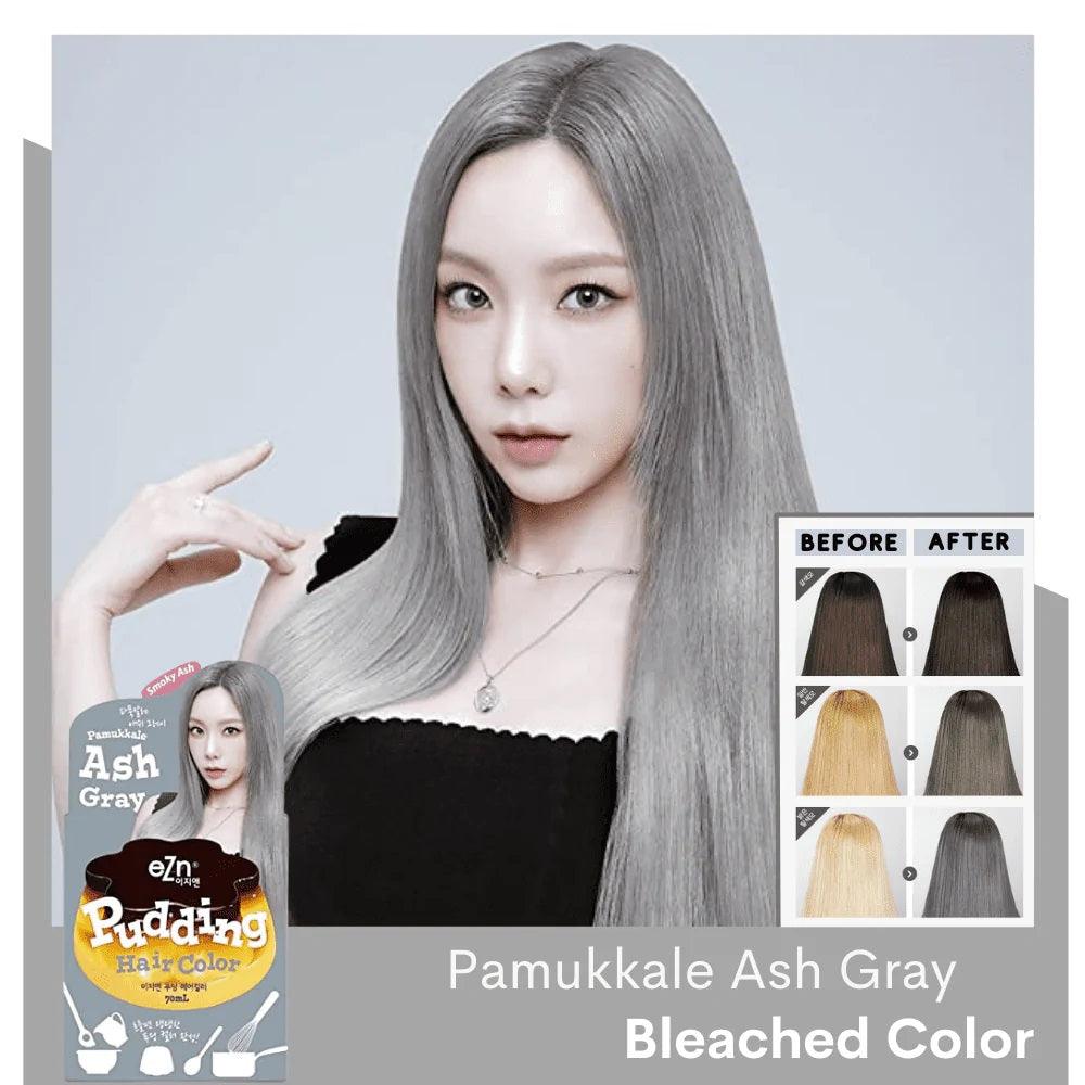 Shaking Pudding Hair Color #Ash Gray (Colorant 70ml + Developer 70ml) -EZN- DynaMart