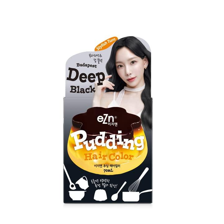 Shaking Pudding Hair Color #Deep Black (Colorant 70ml + Developer 70ml) -EZN- DynaMart
