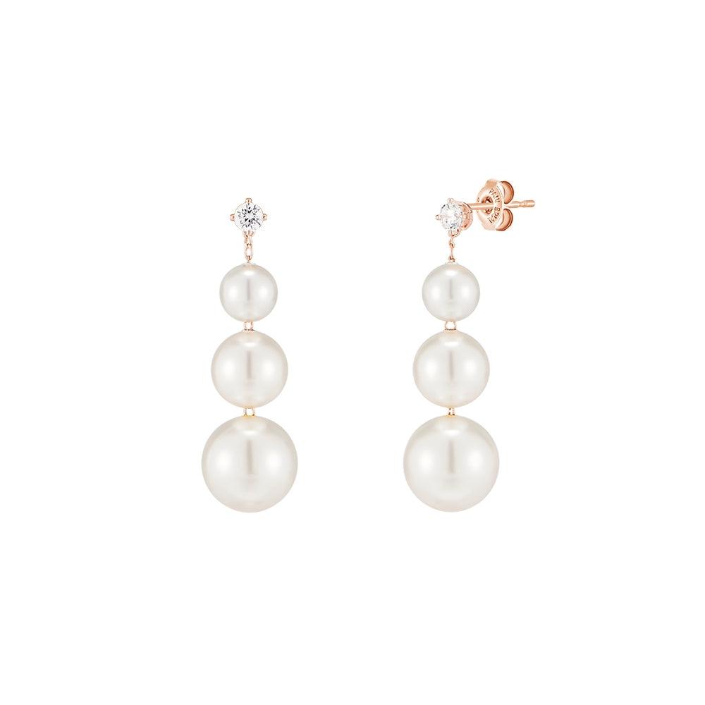 [Silver] 3 Pearl Earrings -PAUL BRIAL- DynaMart