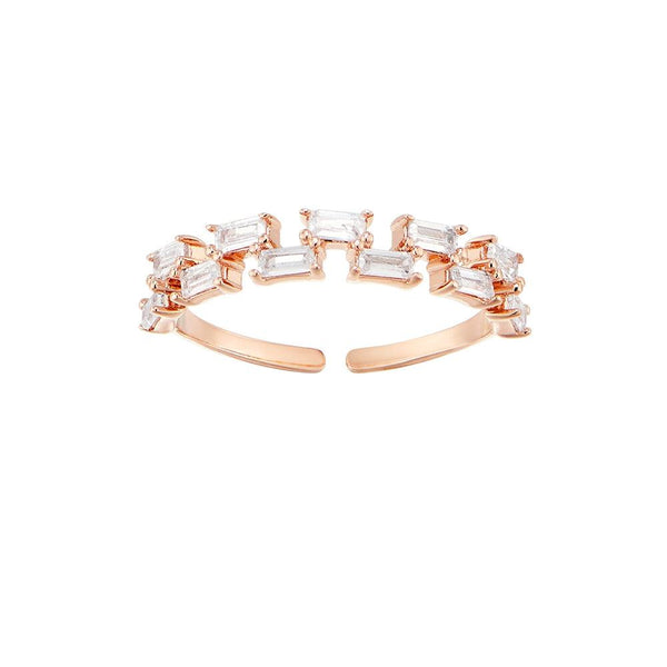 [Silver] Baguette Two-Stringed Ring Pink -PAUL BRIAL- DynaMart