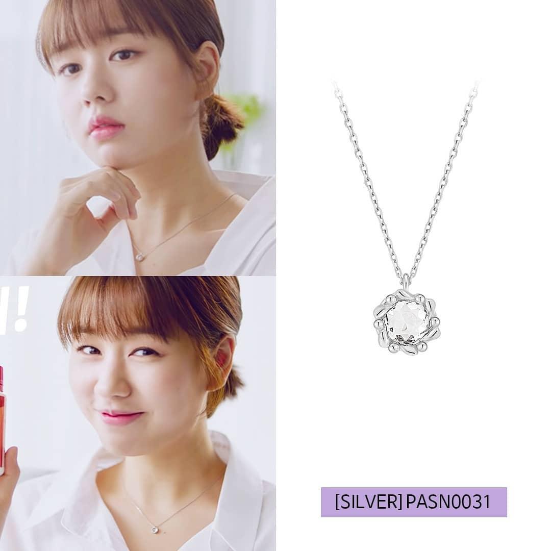 [Silver] Basic Stone Necklace White -PAUL BRIAL- DynaMart