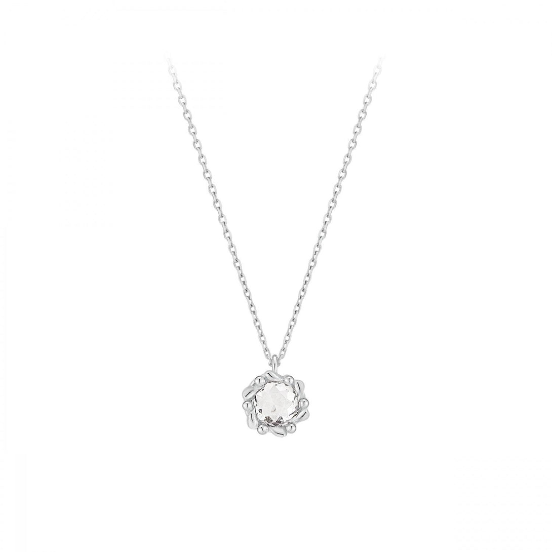 [Silver] Basic Stone Necklace White -PAUL BRIAL- DynaMart