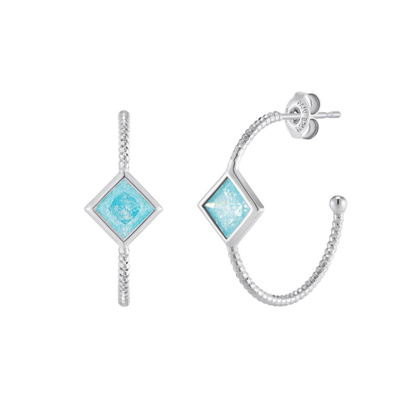 [Silver] Blue Princess Hoop Ring Earrings White -PAUL BRIAL- DynaMart