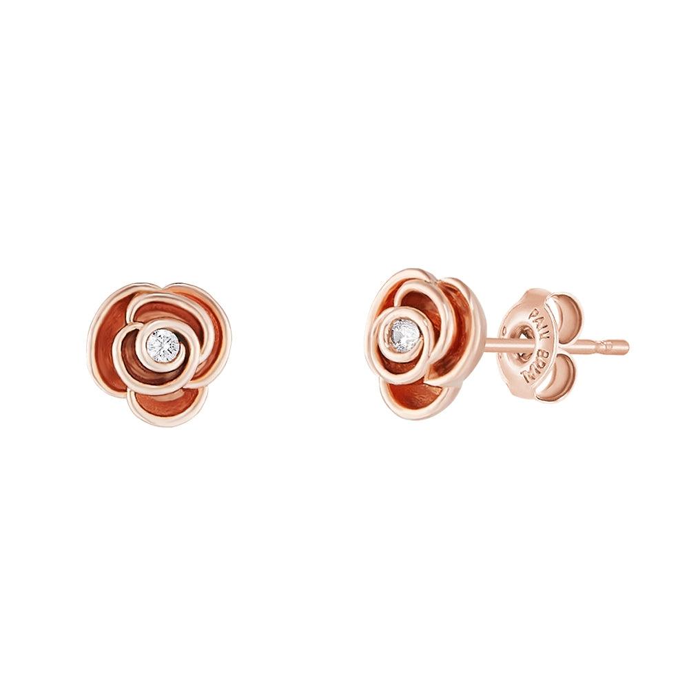 [Silver] Camellia Earrings Pink -PAUL BRIAL- DynaMart