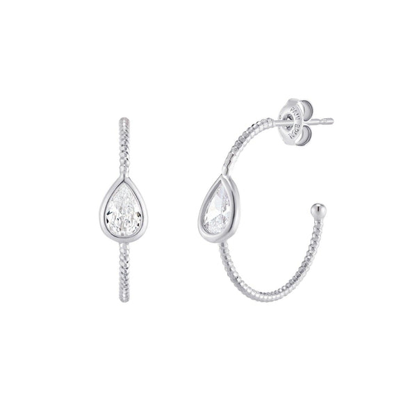 [Silver] Hoop Ring Earrings White -PAUL BRIAL- DynaMart