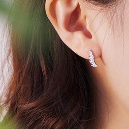 [Silver] Leaf Wing Earrings White -PAUL BRIAL- DynaMart