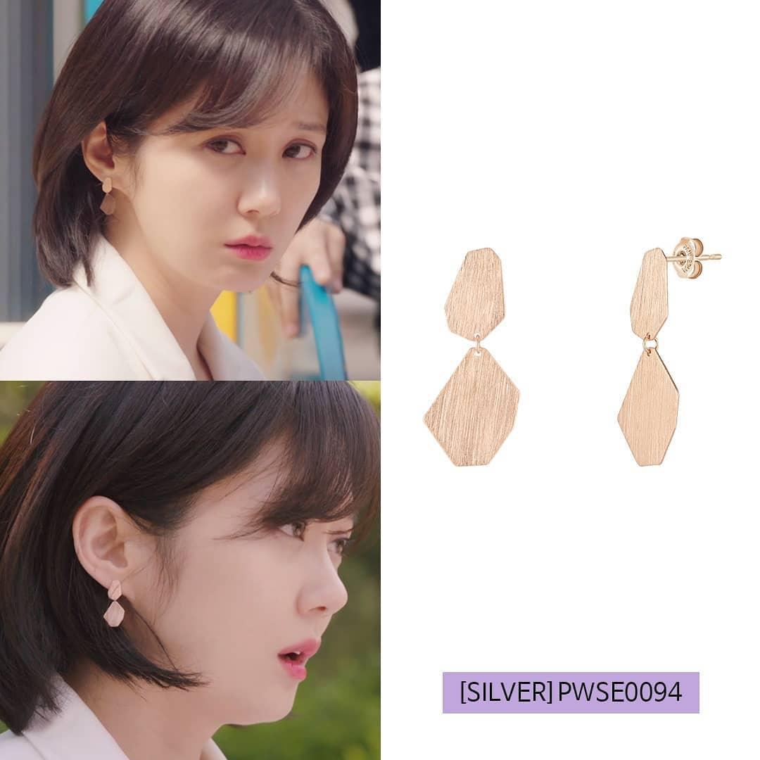 [Silver] Matt Polygon Earrings Pink -PAUL BRIAL- DynaMart