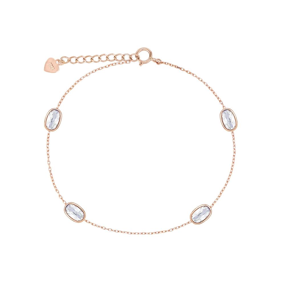 [Silver] Oval Drop Bracelet Pink -PAUL BRIAL- DynaMart