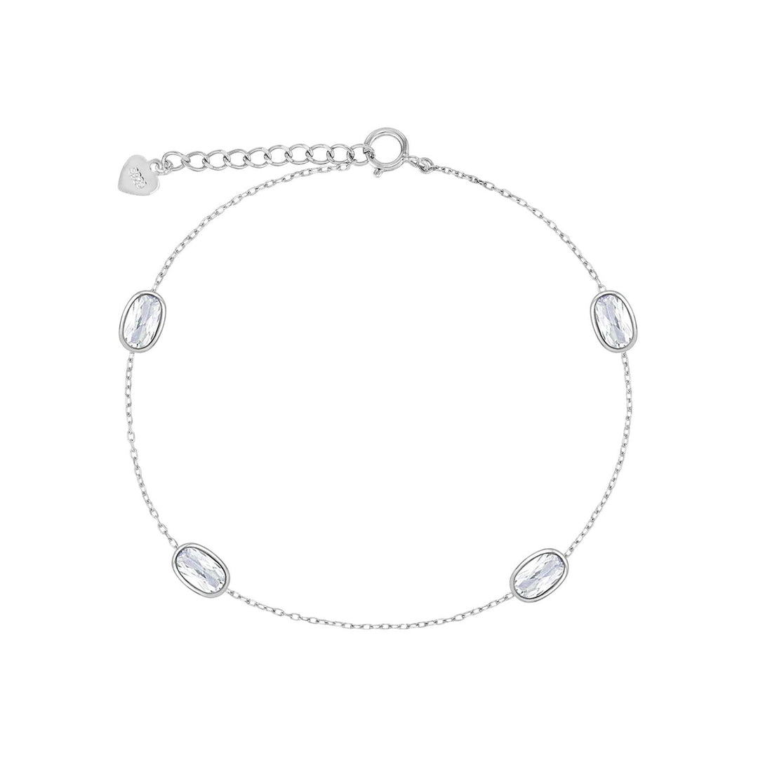 [Silver] Oval Drop Bracelet White -PAUL BRIAL- DynaMart