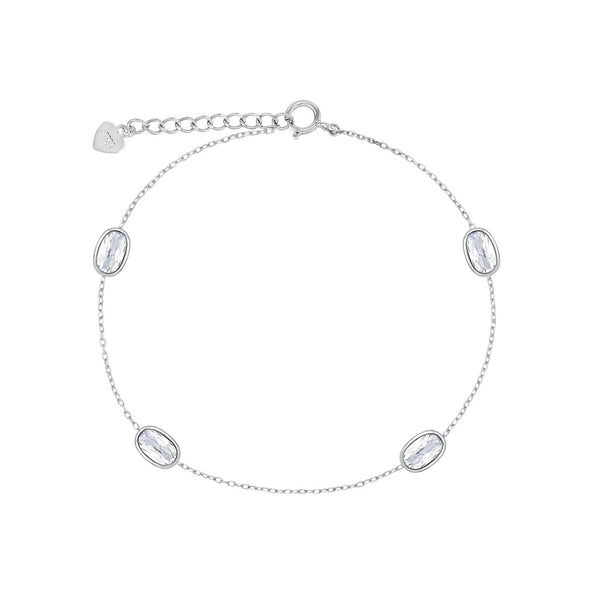 [Silver] Oval Drop Bracelet White -PAUL BRIAL- DynaMart