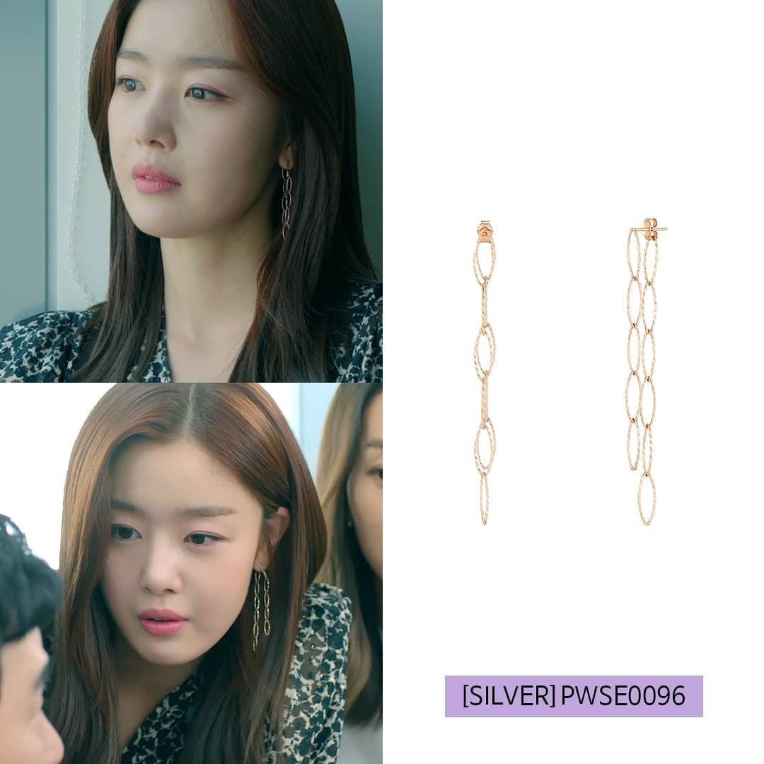 [Silver] Oval Two-Way Earrings Pink -PAUL BRIAL- DynaMart