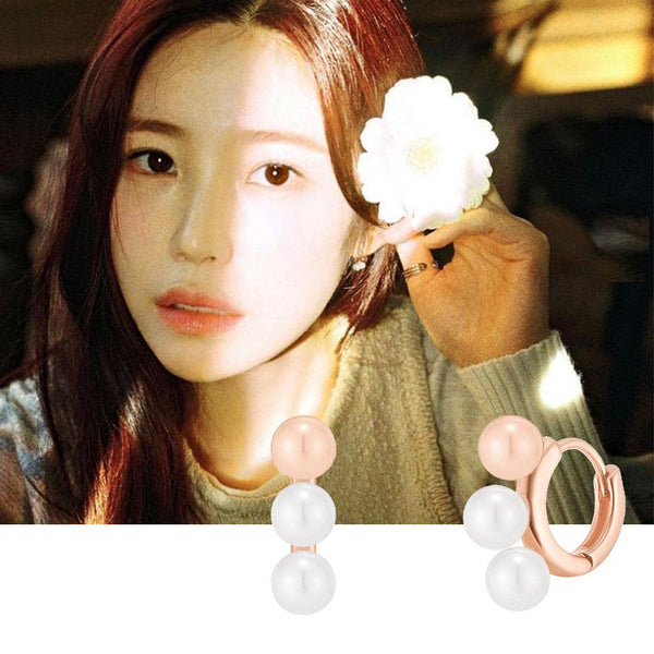[Silver] Pearl Ball Earrings Pink -PAUL BRIAL- DynaMart
