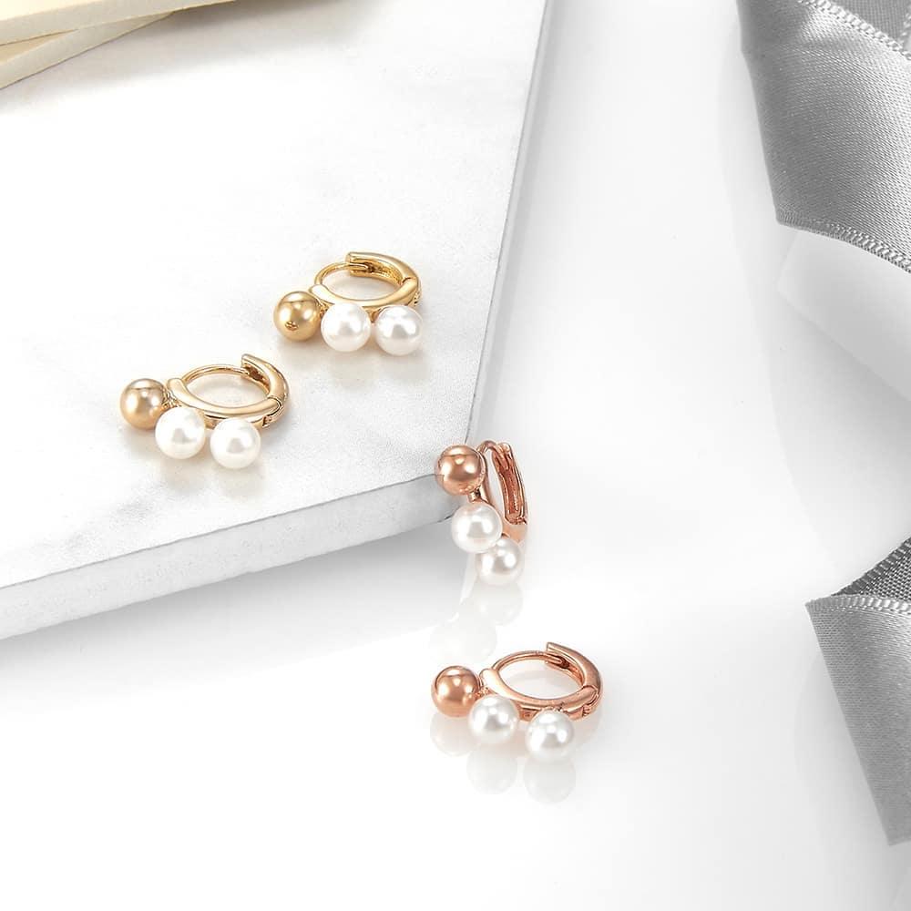 [Silver] Pearl Ball Earrings Pink -PAUL BRIAL- DynaMart