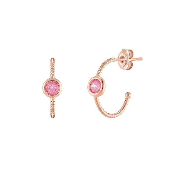 [Silver] Pink Round Hoop Ring Earrings Pink -PAUL BRIAL- DynaMart