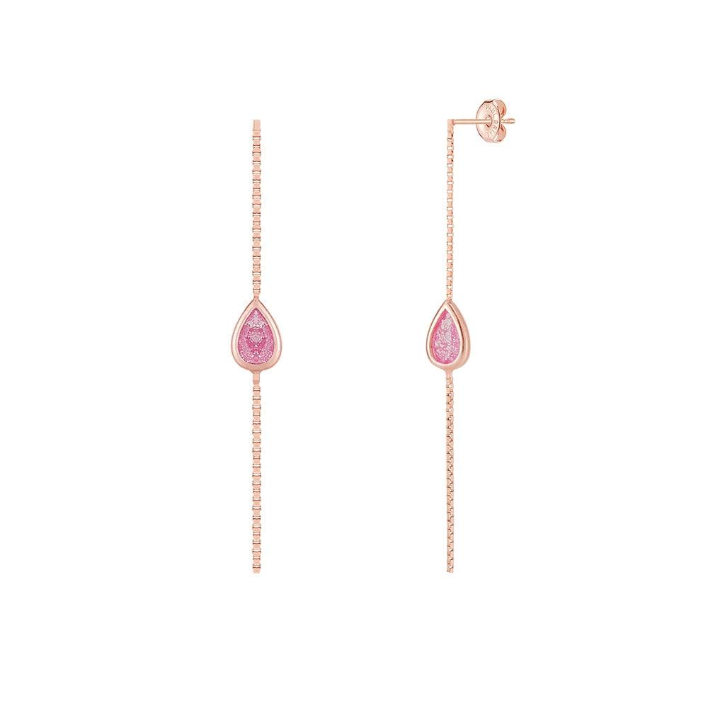 [Silver] Pink Water Drop Box Earrings Pink -PAUL BRIAL- DynaMart