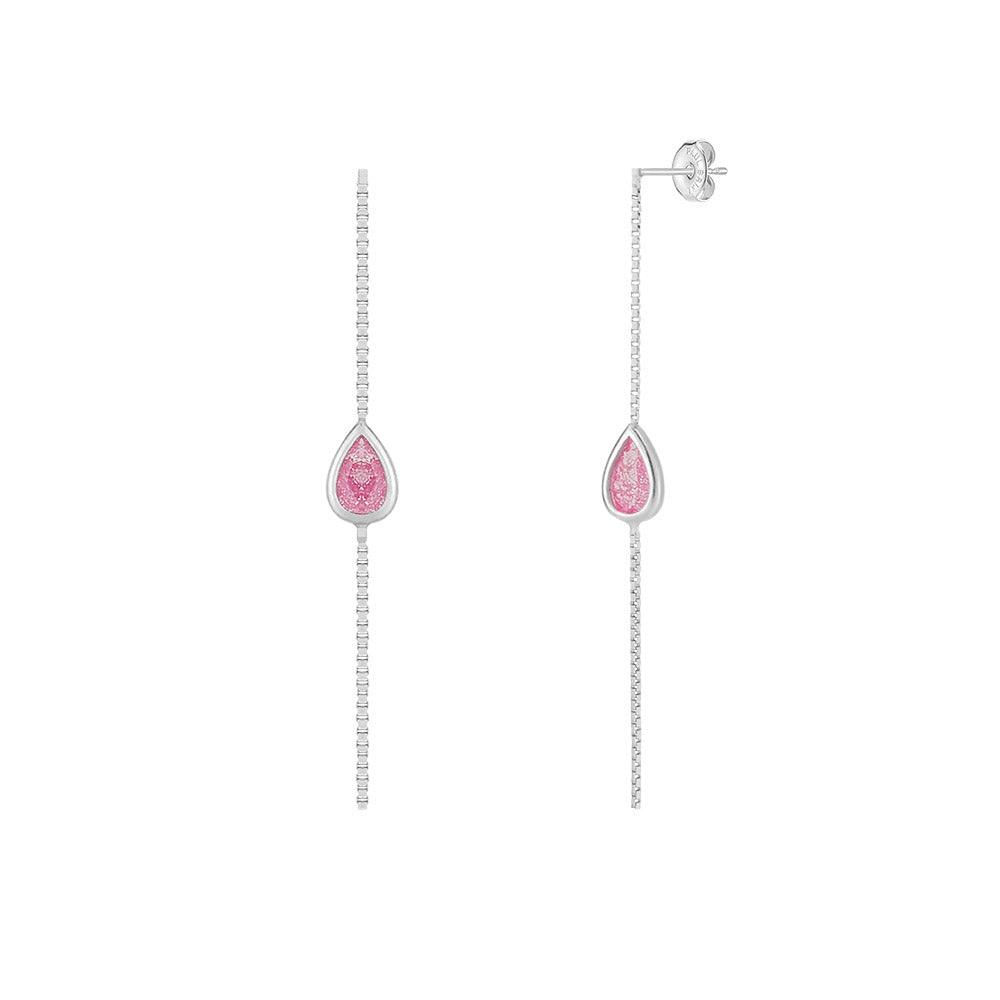 [Silver] Pink Water Drop Box Earrings White -PAUL BRIAL- DynaMart