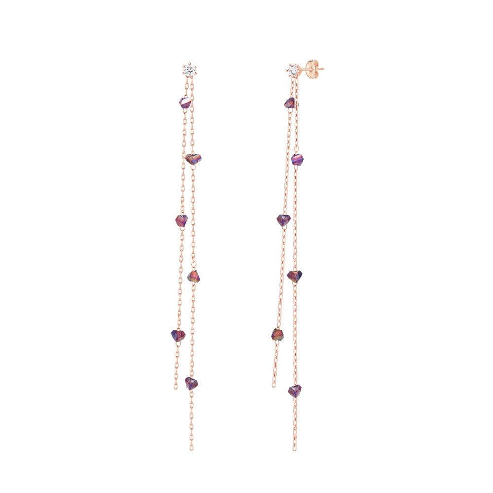 [Silver] Purple Stone Earrings Pink -PAUL BRIAL- DynaMart