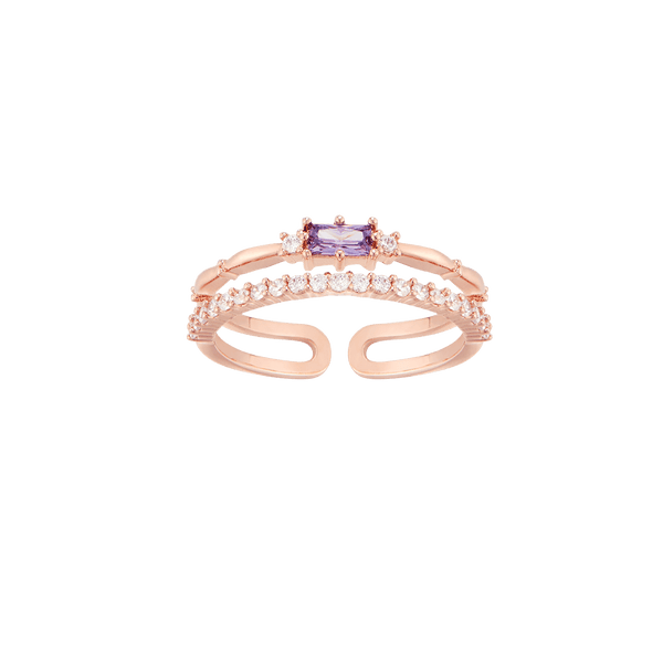 [Silver] Square Purple Two-line Ring Pink -PAUL BRIAL- DynaMart
