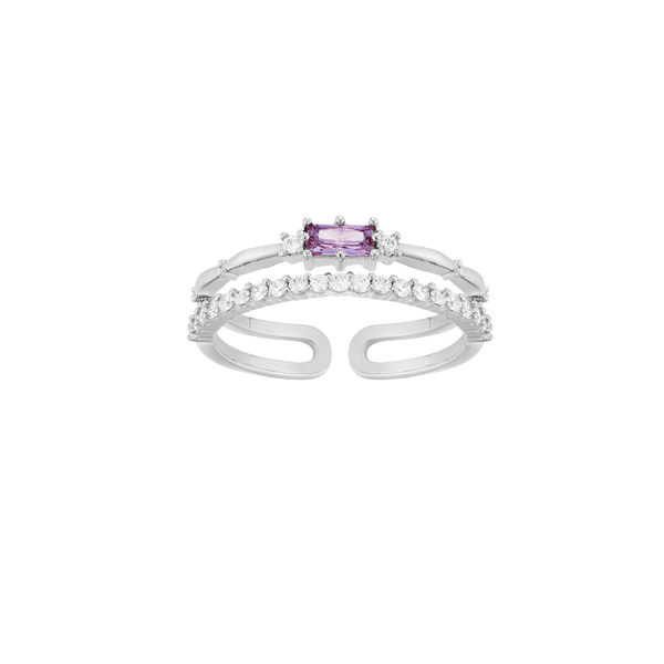 [Silver] Square  Purple Two-line Ring White -PAUL BRIAL- DynaMart