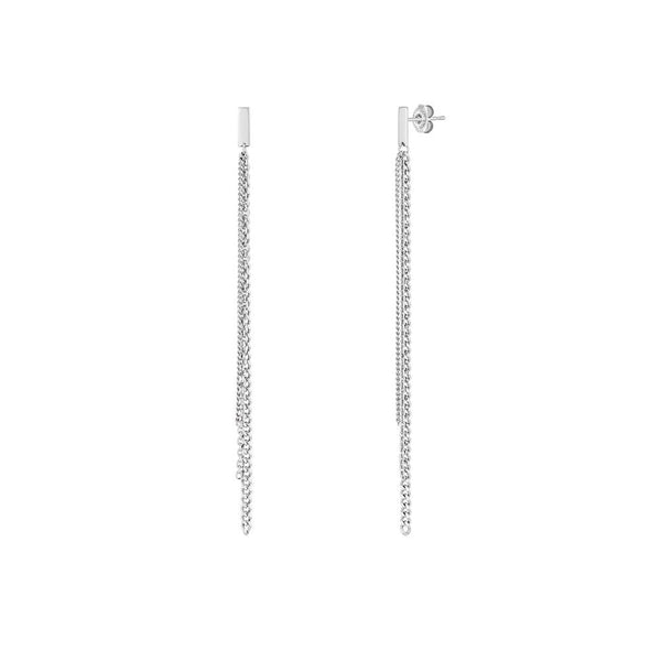 [Silver] Triple Line Earrings White -PAUL BRIAL- DynaMart