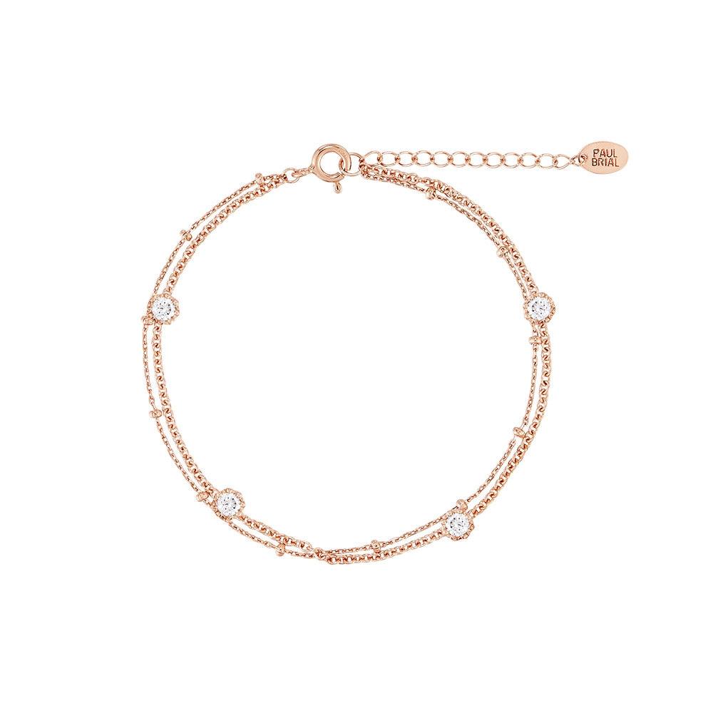 [Silver] Two-Stringed Ball Chain Bracelet Pink -PAUL BRIAL- DynaMart