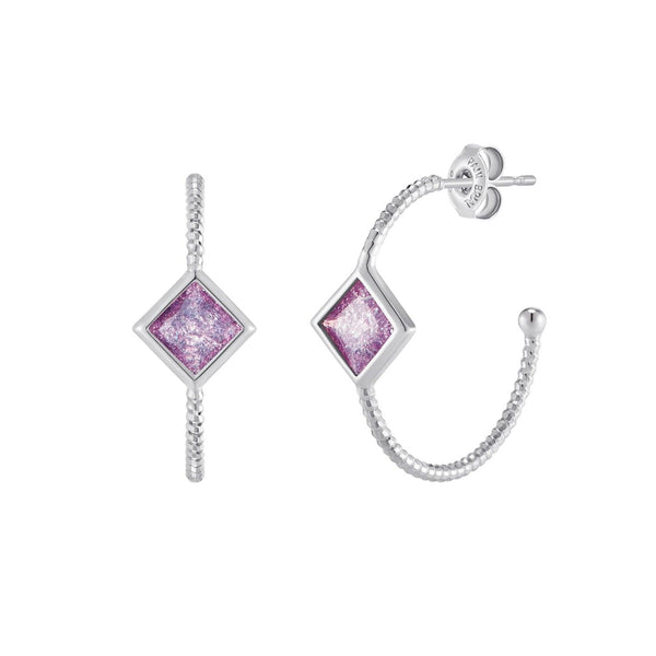 [Silver] Violet Princess Hoop Ring Earrings White -PAUL BRIAL- DynaMart
