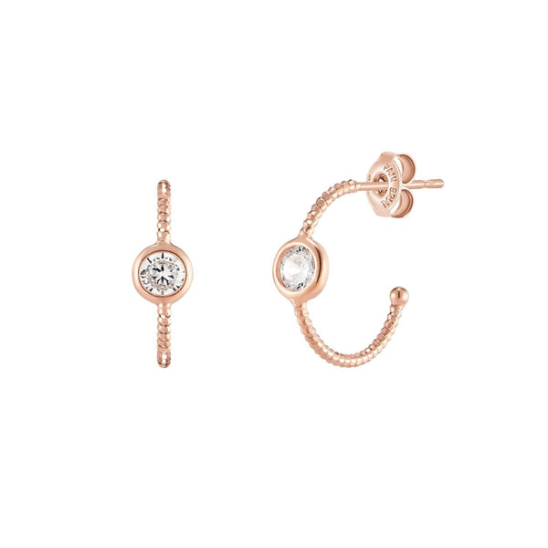 [Silver] White Round Hoop Ring Earrings Pink -PAUL BRIAL- DynaMart