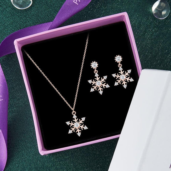 Snow Pure Earrings + Necklace Set -PAUL BRIAL- DynaMart